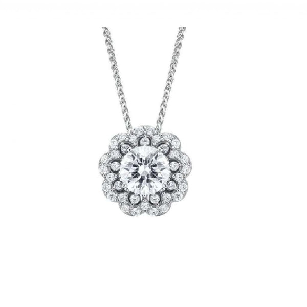 Finnies The Jewellers Sterling Silver Cubic Zirconia Round Halo Pendant