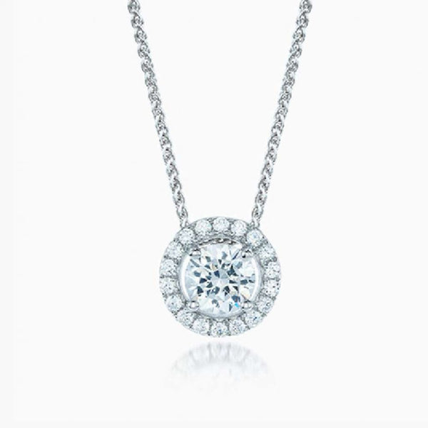 Finnies The Jewellers Sterling Silver Cubic Zirconia Round Halo Pendant