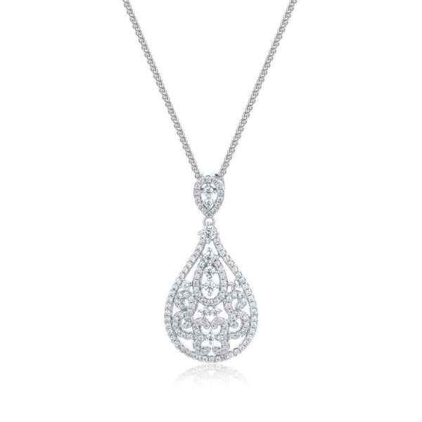 Finnies The Jewellers Sterling Silver Cubic Zirconia Set Open Pear Shaped Pendant