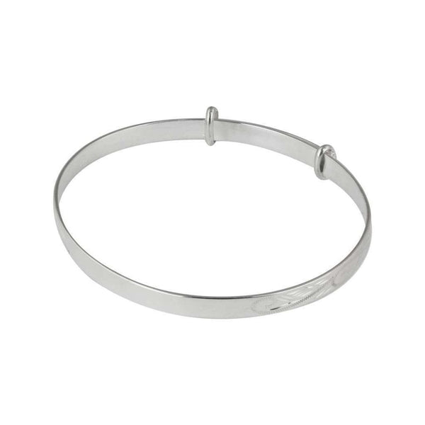 Finnies The Jewellers Sterling Silver Engraved Patterned Baby ID Bangle