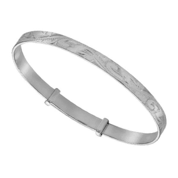 Finnies The Jewellers Sterling Silver Ladies Engraved Expanding Bangle