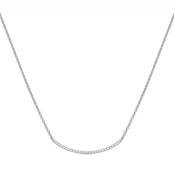 Finnies The Jewellers Sterling Silver PavÃ© Set Cubic Zirconia Curved Bar Necklace