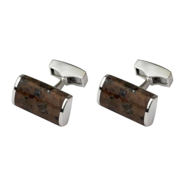 Finnies The Jewellers Sterling Silver Rectangular Peterhead Granite Bar Cufflinks