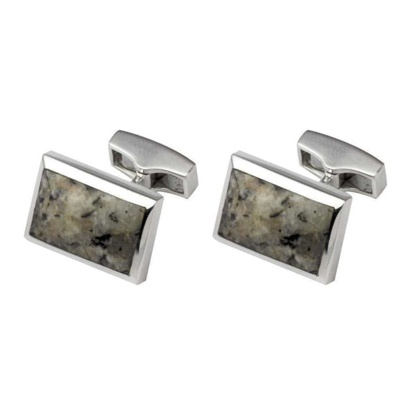 Finnies The Jewellers Sterling Silver Rectangular Shaped Kemnay Granite Bar Cufflinks