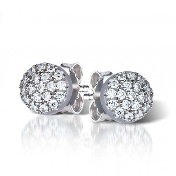 Finnies The Jewellers Sterling Silver Round Pave Set Cubic Zirconia Stud Earrings