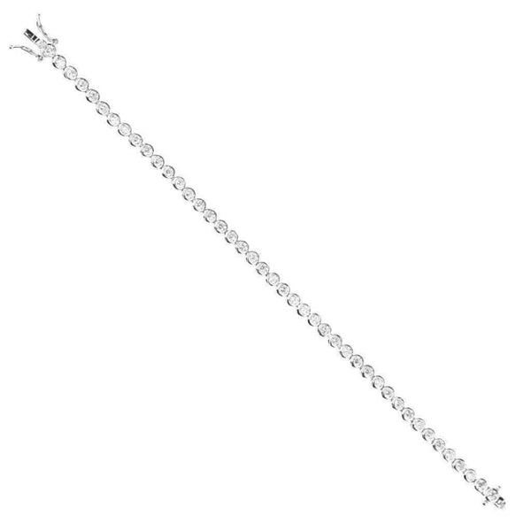 Finnies The Jewellers Sterling Silver Rubover Round Cubic Zirconia Line Bracelet