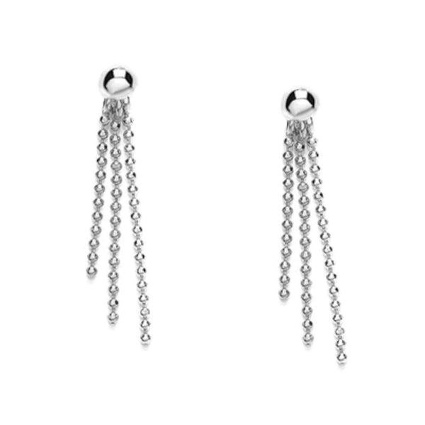 Finnies The Jewellers Sterling Silver Three Strand Ball Chain Drop Earrings