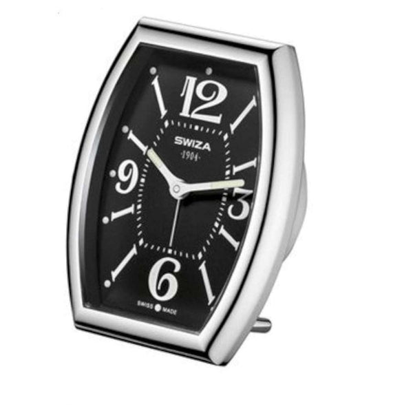 Finnies The Jewellers Swiza Tonneau Palladium Black Dial Clock