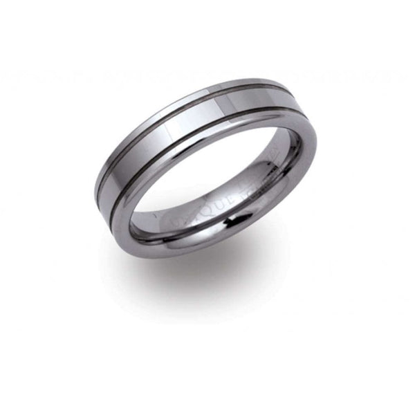 Finnies The Jewellers Tungsten Carbide 6mm Line Detail Ring
