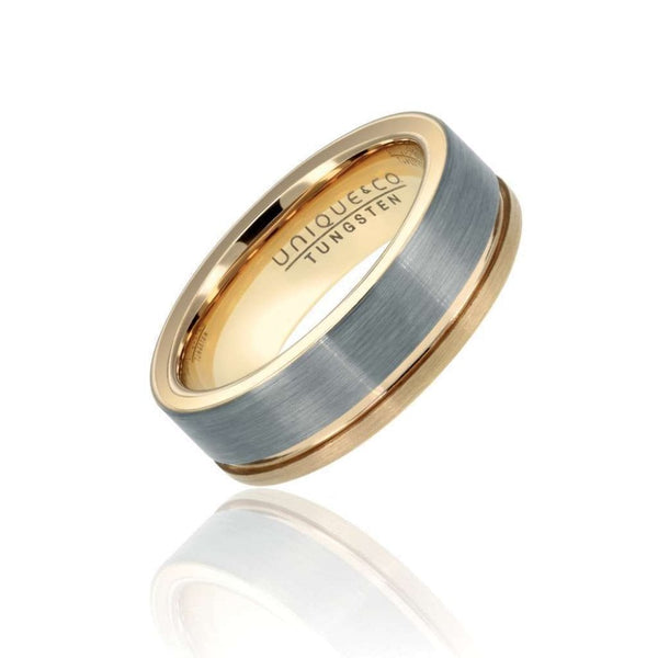 Finnies The Jewellers Tungsten Carbide with Rose Gold IP Plating 7mm Ring