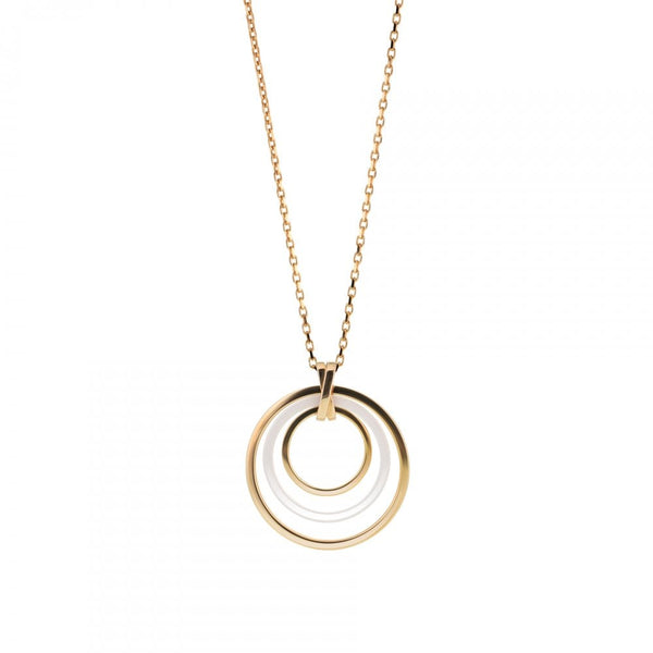 Finnies The Jewellers White Ceramic & 14ct Rose Gold Circle Pendant