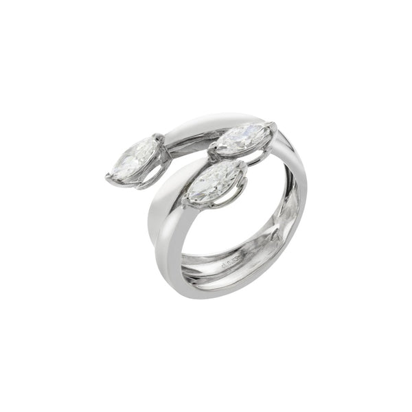 Finnies The Jewellers White Gold Three Stone Diamond Snake Dress Ring