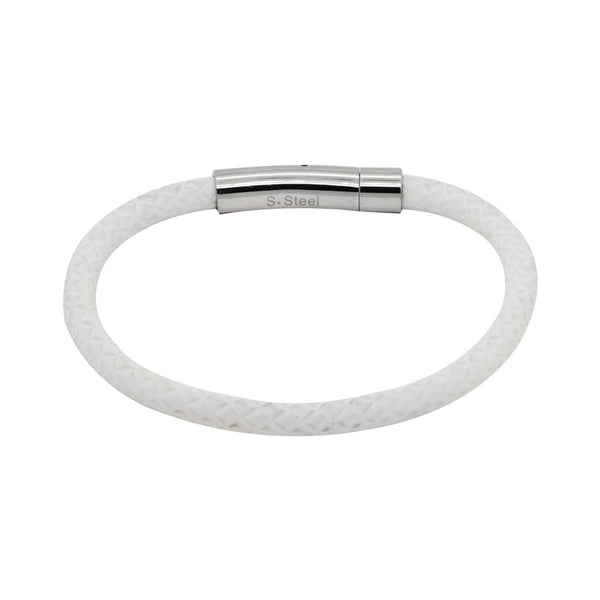 Finnies The Jewellers White Rubber Cord Bracelet With Stainless Steel Clip Clasp
