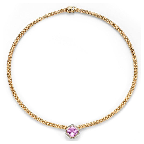 Fope 18ct Yellow Gold Amethyst and Diamond Flex'it Necklace