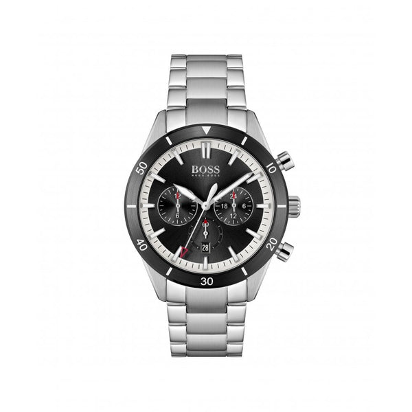 Hugo Boss Santiago Chronograph Black Dial Steel Bracelet 44mm