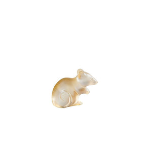 Lalique Crystal Gold Luster Mouse Fiqure