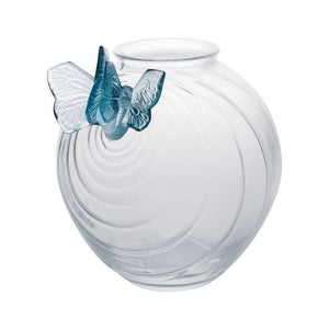 Lalique Double Papillon Clear Crystal Vase