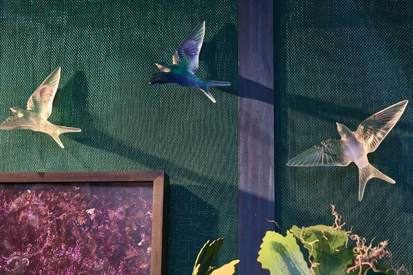 Lalique Clear Wall Swallow Wings Down Figure