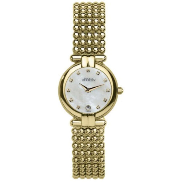 Michel Herbelin Perles Gold Plated Mother of Pearl Dial 24mm