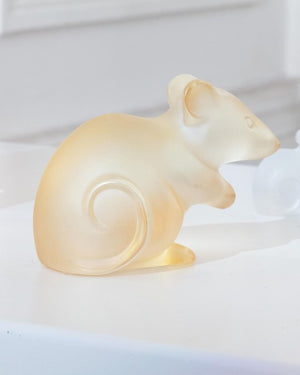 Lalique Crystal Gold Luster Mouse Fiqure