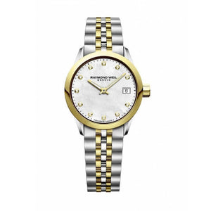 Raymond Weil Freelancer 29mm Two Tone Bracelet Mother of Pearl Diamond Dial