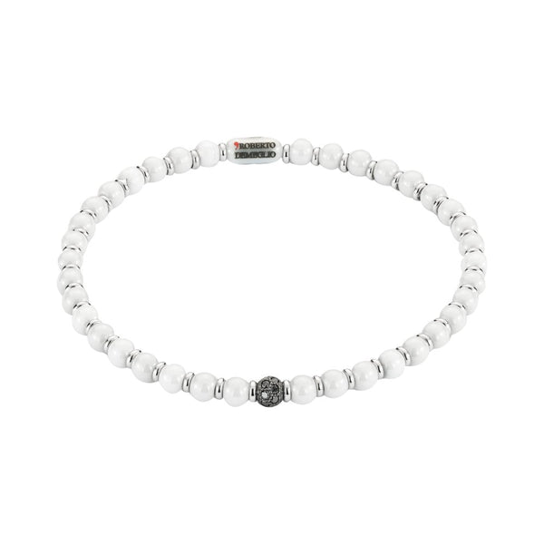 Roberto Demeglio Sfera, Small Bead White Polished Ceramic Bracelet