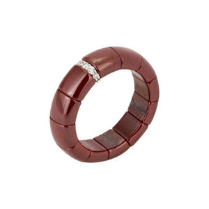 Roberto Demeglio Shiny Red Ceramic Expanding Ring with Diamonds