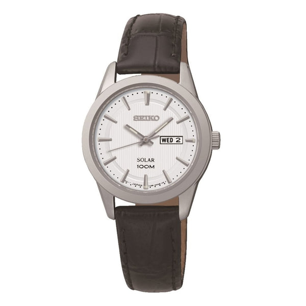Seiko Solar Stainless Steel Case Black Strap 29mm