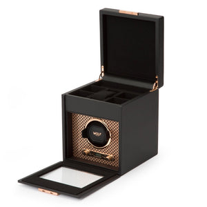 Wolf Axis Single Watch Winder with Storage Black/Copper