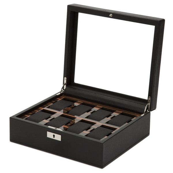 Wolf Roadster 8 Piece Watch Box Black/Ebony Macassar